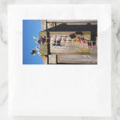 Fubby's die een vogelhuis beklimmen. 長方形シール (バッグ)