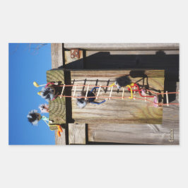 Fubby's die een vogelhuis beklimmen. 長方形シール