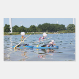 Fubby's die een wedstrijdje Peddelboard doen. 長方形シール