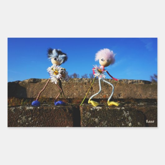 Fubby's die elkaars Valentijn zijn. 長方形シール (正面)