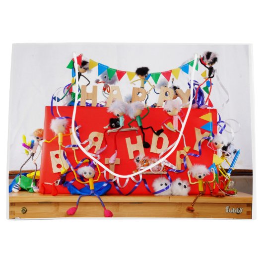 Fubby's die feest vieren voor verjaardag. ラージペーパーバッグ (正面)