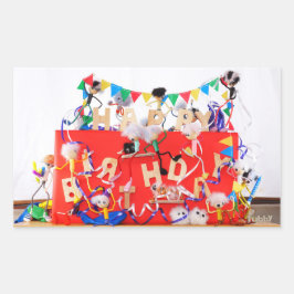 Fubby's die feest vieren voor verjaardag. 長方形シール