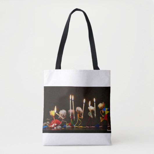 Fubby's die feestelijk met kaarsjes lopen, grappig トートバッグ (正面)