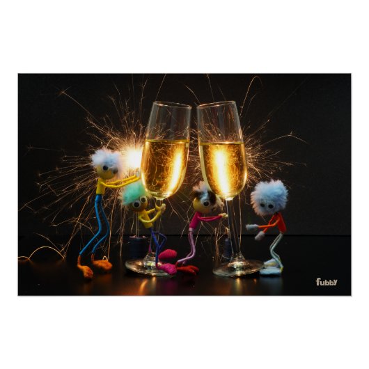 Fubby's die feestelijk proosten met vuurwerk. ポスター (正面)