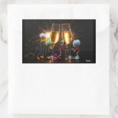 Fubby's die feestelijk proosten met vuurwerk. 長方形シール (バッグ)