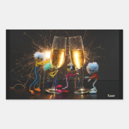 Fubby's die feestelijk proosten met vuurwerk. 長方形シール
