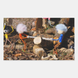 Fubby's die hout zagen. 長方形シール