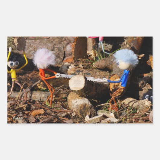 Fubby's die hout zagen. 長方形シール (正面)