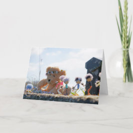 Fubby's die madeliefjes naar een Beer brengen. サンキューカード