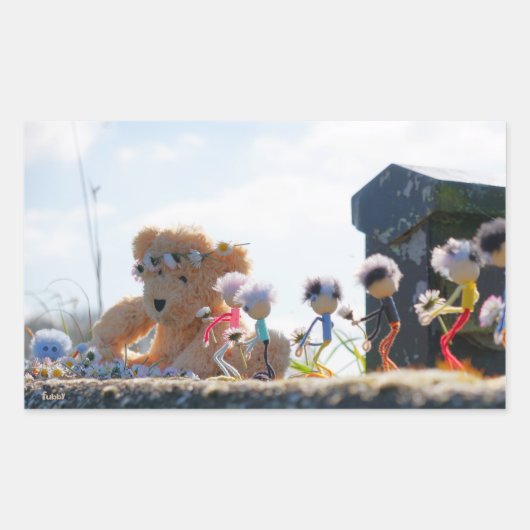 Fubby's die madeliefjes naar een Beer brengen. 長方形シール (正面)