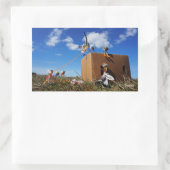 Fubby's die spelen met veren en vliegen. 長方形シール (バッグ)