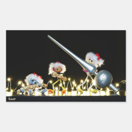 Fubby's in Kerstsfeer met Kerstdecoratie. 長方形シール