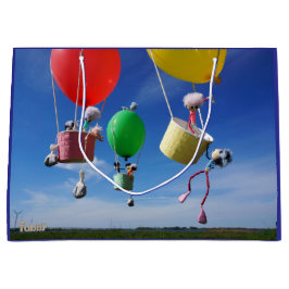 Fubby's in luchtballonnen die op avontuur gaan. ラージペーパーバッグ