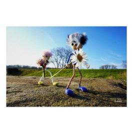 Fubby's in natuur met madeliefjes. ポスター