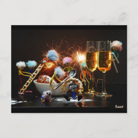 Fubby's met Jaarwisseling bij feestdagen. ポストカード (正面)