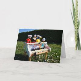 Fubby's op piano die muziek maken en dansen. サンキューカード