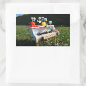 Fubby's op piano die muziek maken en dansen. 長方形シール (バッグ)