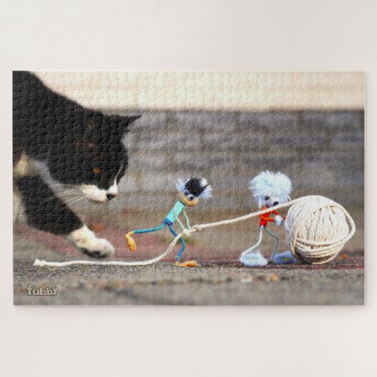 Fubby's spelen met bol touw en Poes Ping. ジグソーパズル (横)