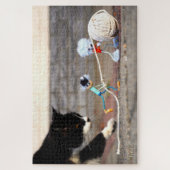 Fubby's spelen met bol touw en Poes Ping. ジグソーパズル (縦)