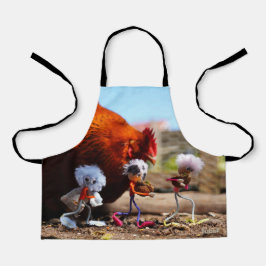 Fubby's voeren de kip met walnoot schalen vol voer エプロン