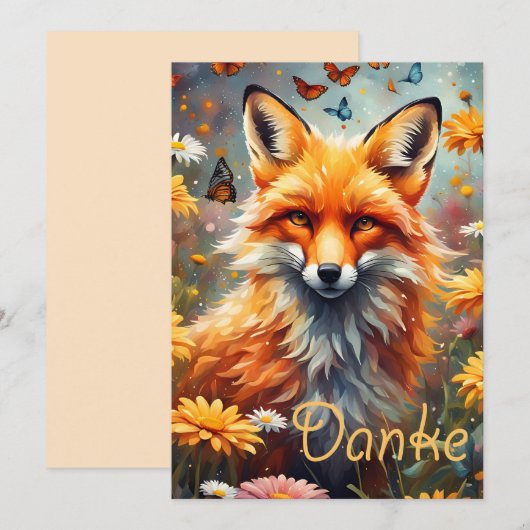 Fuchs auf der Wiese サンキューカード (正面/裏面)