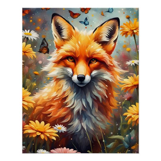 Fuchs auf der Wiese ポスター (正面)
