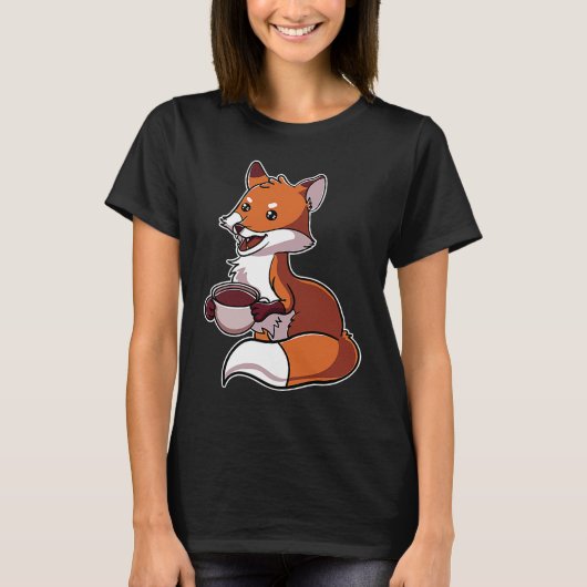 Fuchs Rotfuchsコーヒー豆を飲む Tシャツ (正面)