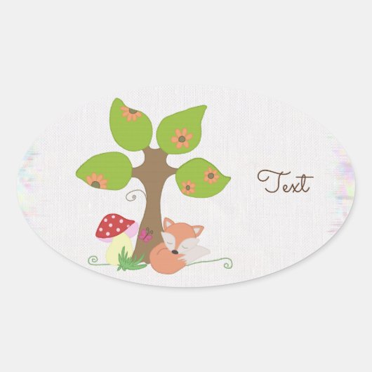 Fuchs unterm Baum 楕円形シール (正面)