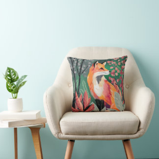 Fuchs Zauberwald Hand-Painted Nature Illustrations クッション