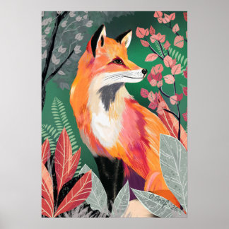 Fuchs Zauberwald Hand-Painted Nature Illustrations ポスター