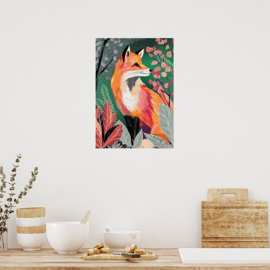Fuchs Zauberwald Hand-Painted Nature Illustrations ポスター (キッチン)