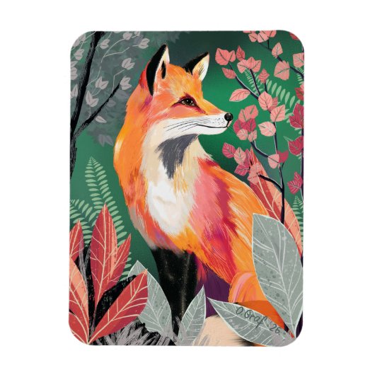 Fuchs Zauberwald Hand-Painted Nature Illustrations マグネット (縦)