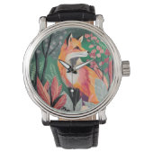 Fuchs Zauberwald Hand-Painted Nature Illustrations 腕時計 (正面)