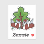 Füchse mit Baum  シール (シート)