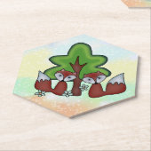 Füchse mit Baum  ペーパーコースター (アングル)