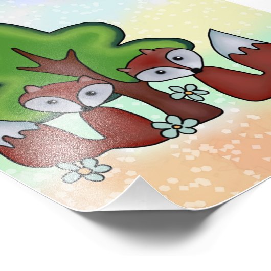 Füchse mit Baum  Fotodruck フォトプリント (角)