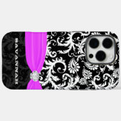 Fuchsiホワイトプラス任意の色のダマスク印刷結晶 Case-Mate iPhoneケース (裏面 (横))