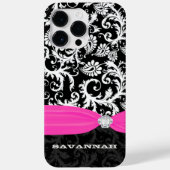 Fuchsiホワイト任意の色のダマスク印刷結晶 Case-Mate iPhoneケース (裏面)