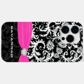 Fuchsiホワイト任意の色のダマスク印刷結晶 Case-Mate iPhoneケース (裏面 (横))