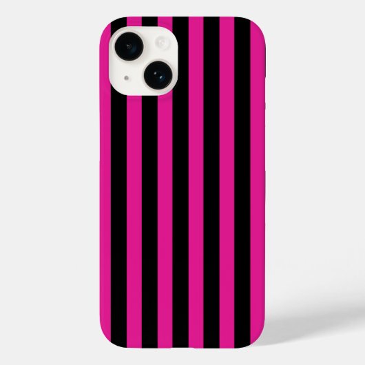 Fuchsia and black candy stripes Case-Mate iPhoneケース (裏面)