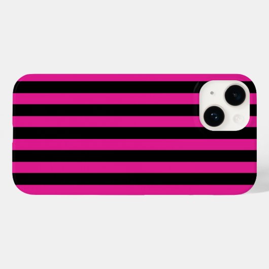 Fuchsia and black candy stripes Case-Mate iPhoneケース (裏面 (横))