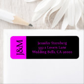 Fuchsia and Black Wedding Return Address Label ラベル (インサイチュ)