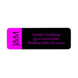 Fuchsia and Black Wedding Return Address Label ラベル