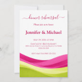 Fuchsia and Lime Green Dinner Rehearsal  招待状 (正面)