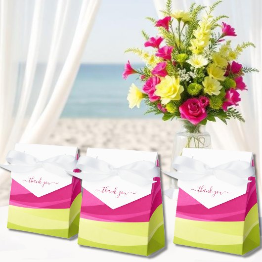 Fuchsia and Lime Green Favor Boxes フェイバーボックス