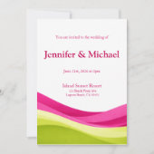 Fuchsia and Lime Green Modern Wedding  Invitation 招待状 (正面)