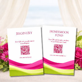 Fuchsia and Lime Green Registry & Honeymoon Fund エンクロージャーカード