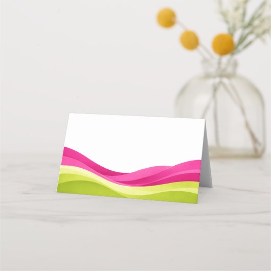 Fuchsia and Lime Green Wedding プレイスカード (裏面)