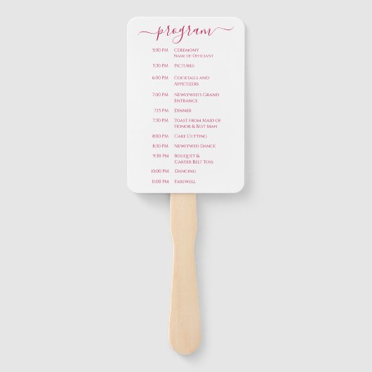 Fuchsia and Lime Green Wedding Fan Program ハンドファン (裏面)