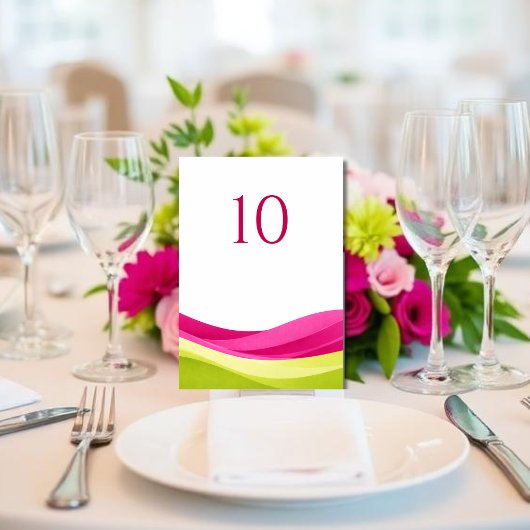 Fuchsia and Lime Green Wedding Table Number テーブルナンバー